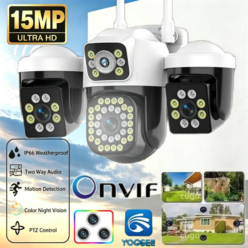 Smart Home Cctv Camera - 15MP Triple Lenses Triple Screens PTZ