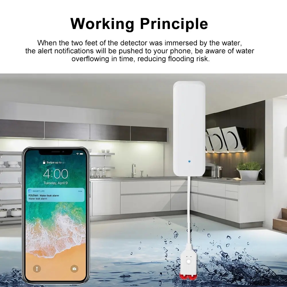Tuya WiFi Smart Water Leak Sen - đánh giá và giá Smart Home Water Level Sensor
